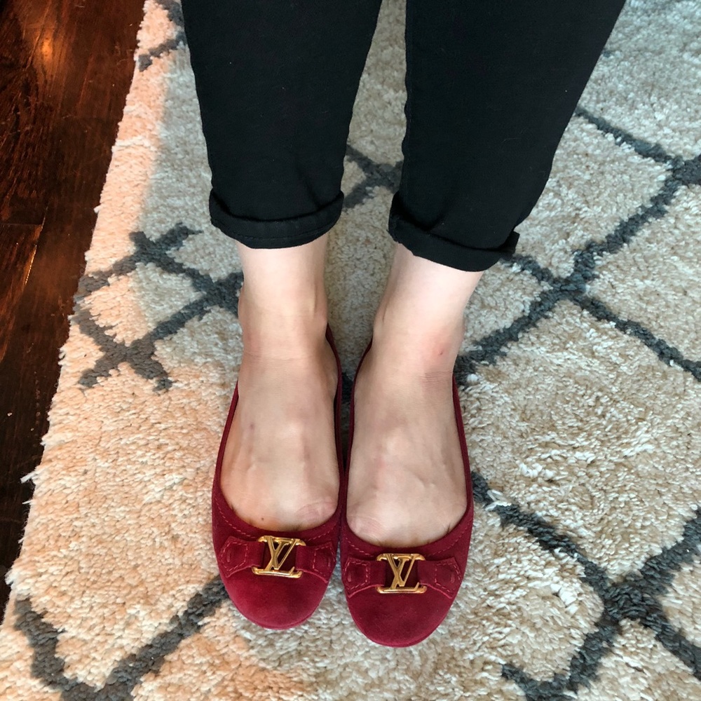 Louis Vuitton Red Suede Flats